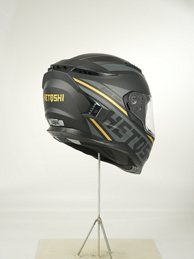 Шлем интеграл HETOSHI FF938 double visor Цв.Черно-серо-золотой Матовый р.XL
