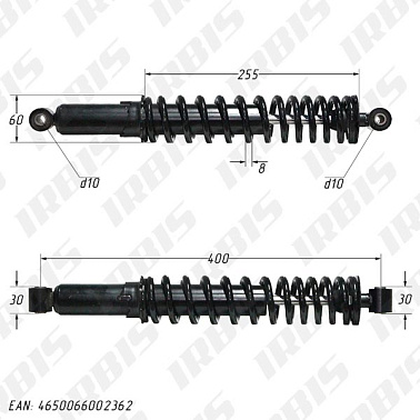 Амортизатор задний (L-400mm,D-10mm,d-10mm) ATV200Utt