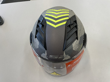 Шлем открытый с визором HETOSHI XD1-260 цв. Серый с черно-зелеными вставками р. XL