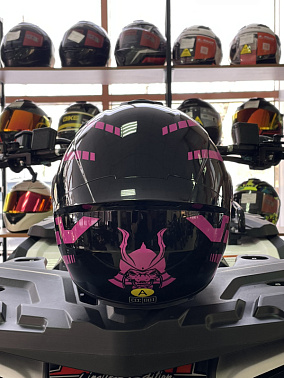 Шлем интеграл HETOSHI цв. Черный с розовыми вставками р.M